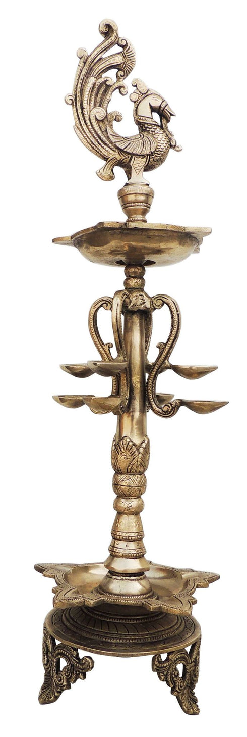 Brass Standing Deepak With Bird Statue 5.62Kg