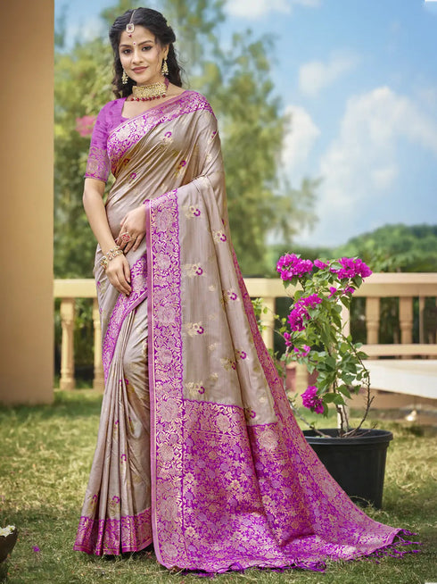 Deeva Sarees Gray Banarasi Silk Saree