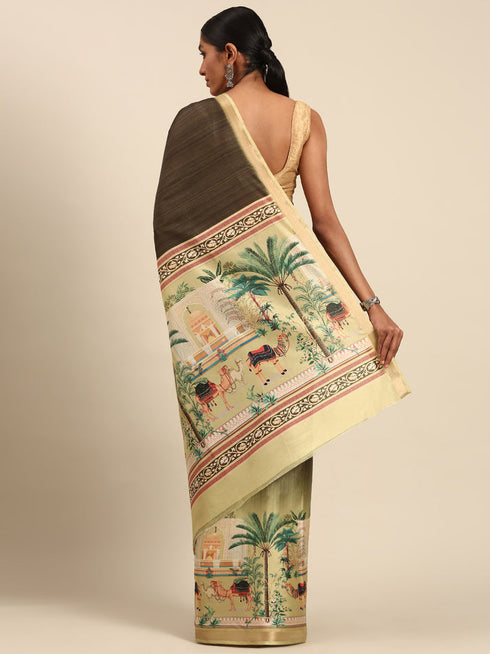 Deeva Sarees Choco Brown Cotton Saree