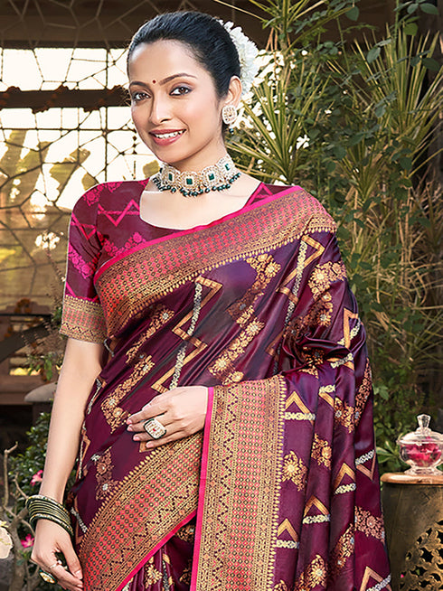 Deeva Sarees Dark Purple Silk Saree