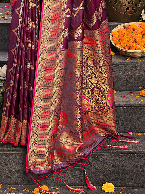 Deeva Sarees Dark Purple Silk Saree