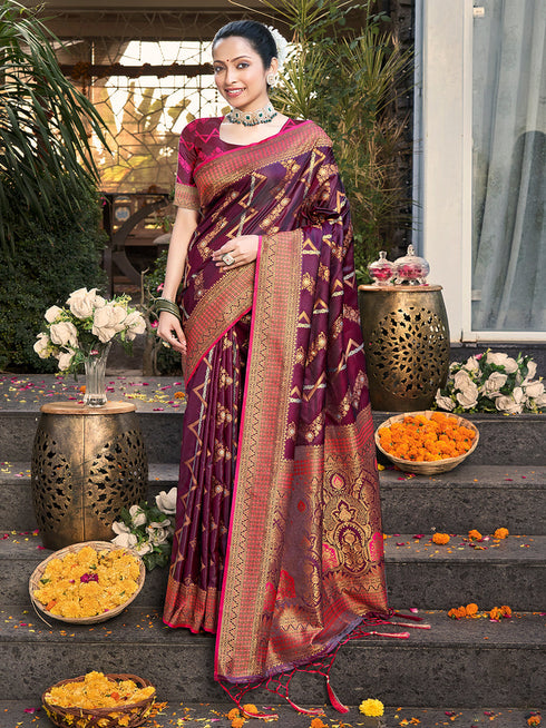Deeva Sarees Dark Purple Silk Saree