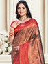 Deeva Sarees Brown Silk Saree With Red Border