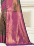 Deeva Sarees Brown Silk Saree With Pink Border