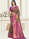 Deeva Sarees Brown Silk Saree With Pink Border