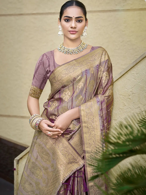 Deeva Sarees Purple Satin Silk Saree