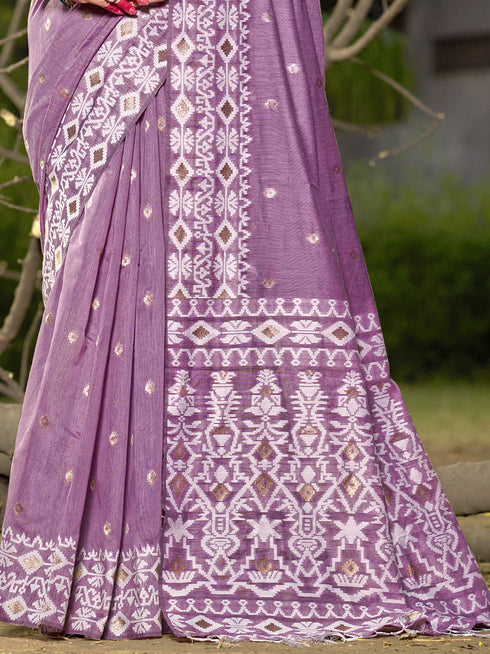 Deeva Sarees Purple Linen Cotton Saree