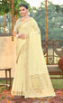 Deeva Sarees Cream Cotton Saree