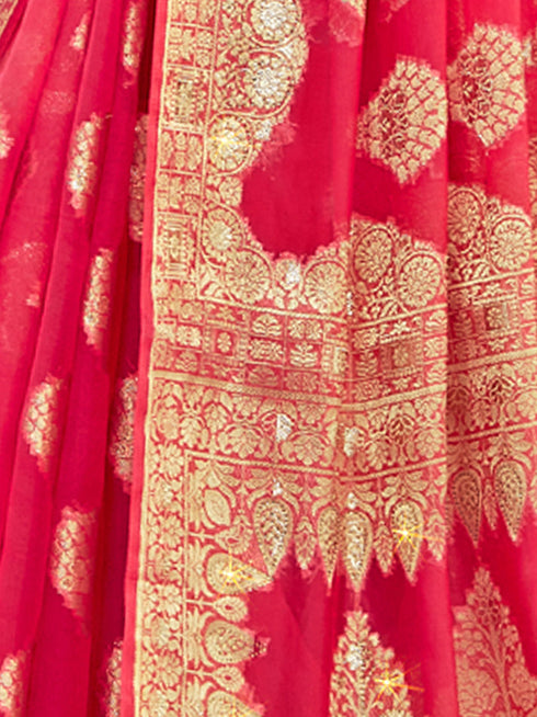 Deeva Sarees Peach Organza Silk Saree