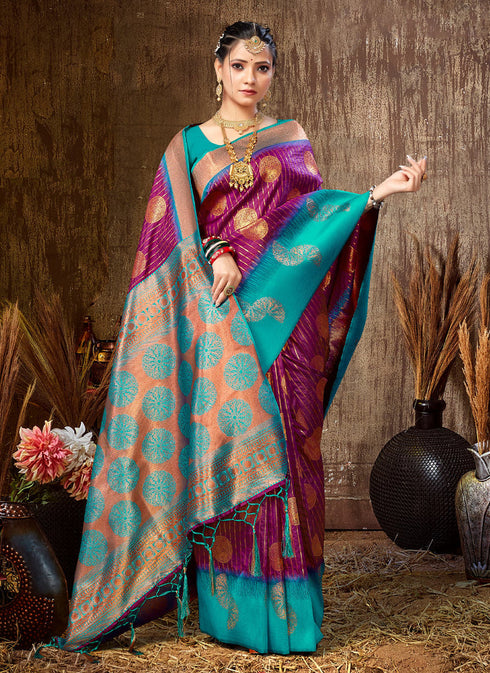 Deeva Sarees Purple Silk Saree