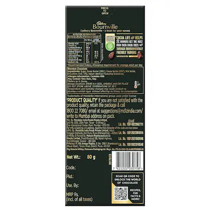 Cadbury Bournville Chocolate Bar 80g