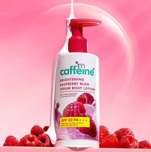 mCaffeine Brightening Raspberry SPF 50 PA+++ Body Sunscreen Lotion