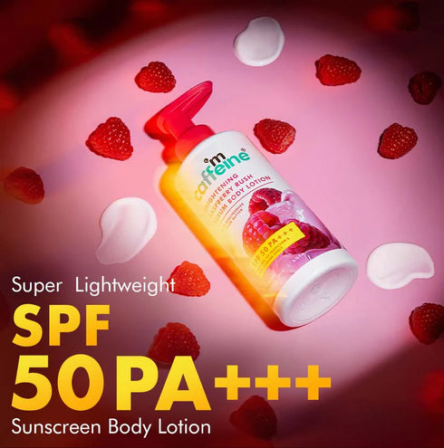 mCaffeine Brightening Raspberry SPF 50 PA+++ Body Sunscreen Lotion