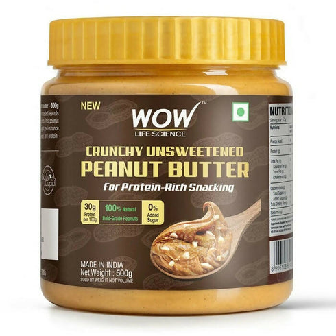 Wow Life Science Crunchy Unsweetened Peanut Butter
