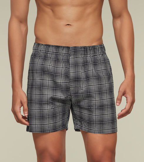 XYXX Checkmate Combed Cotton Boxers Monochrome