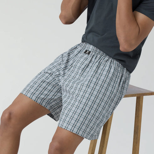 XYXX Checkmate Combed Cotton Boxer Shorts Frost Grey