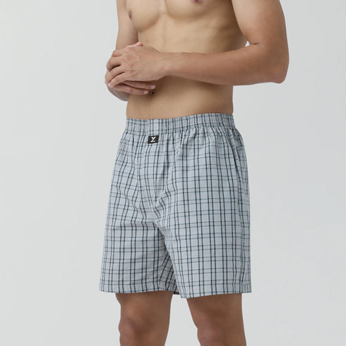 XYXX Checkmate Combed Cotton Boxer Shorts Frost Grey