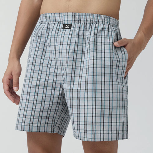 XYXX Checkmate Combed Cotton Boxer Shorts Frost Grey