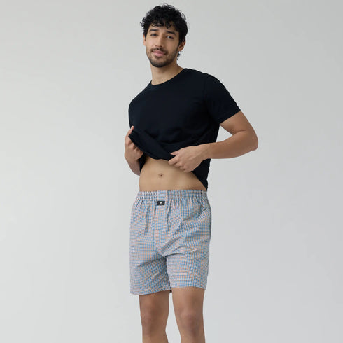 XYXX Checkmate Combed Cotton Boxer Shorts Sandy Grey