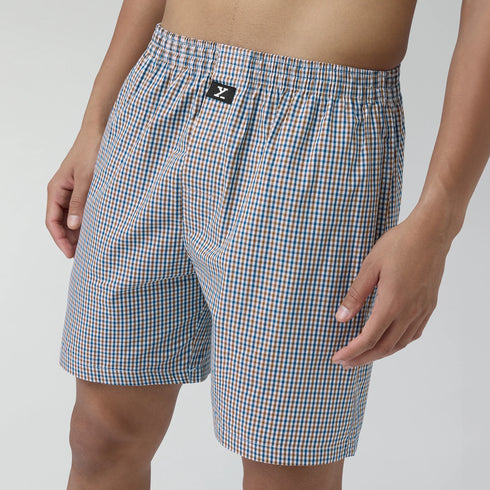 XYXX Checkmate Combed Cotton Boxer Shorts Sandy Grey