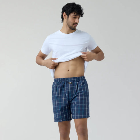 XYXX Checkmate Combed Cotton Boxer Shorts Vivid Blue
