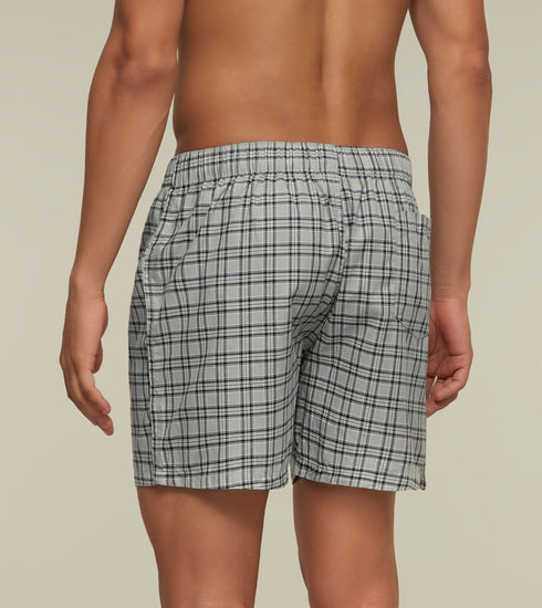 XYXX Checkmate Combed Cotton Boxers Steely