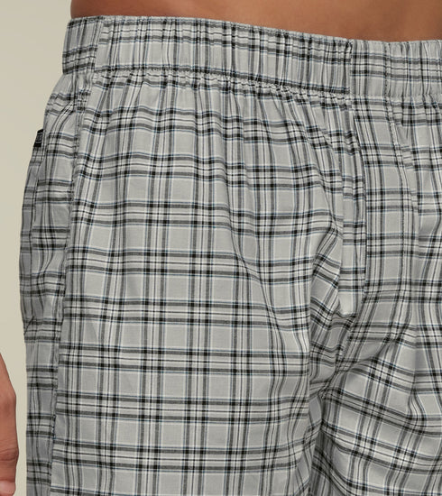 XYXX Checkmate Combed Cotton Boxers Steely