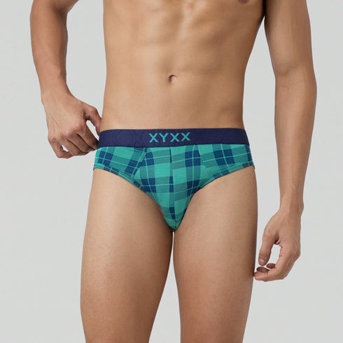 XYXX Checkmate Modal-Cotton Briefs Aqua Green