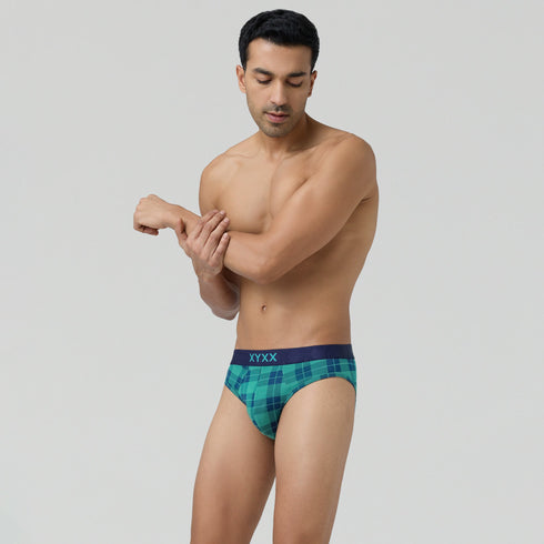 XYXX Checkmate Modal-Cotton Briefs Aqua Green