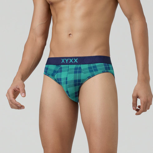 XYXX Checkmate Modal-Cotton Briefs Aqua Green