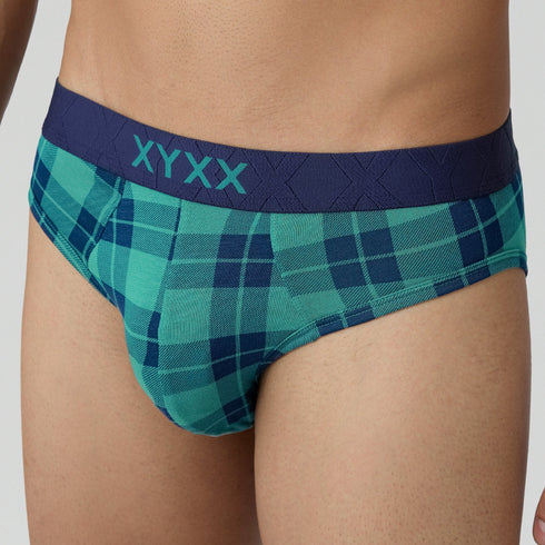 XYXX Checkmate Modal-Cotton Briefs Aqua Green
