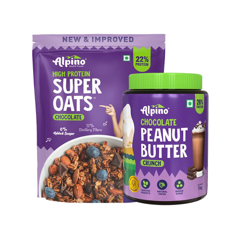 Alpino Post-Workout Combo - High Protein Super Oats Chocolate 1kg & Chocolate Peanut Butter 1kg