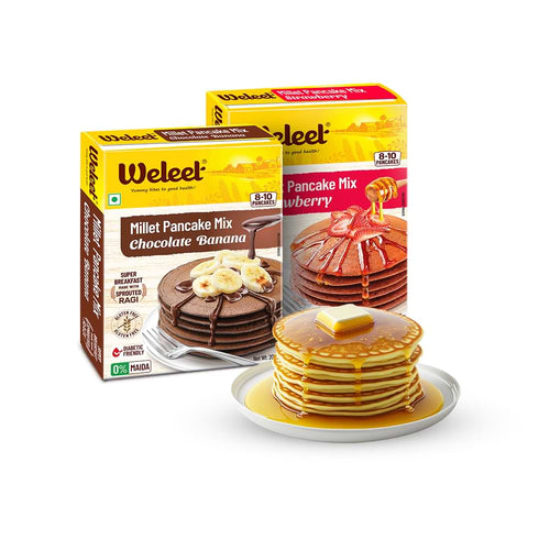 Weleet Millet Pancake Mix Strawberry & Chocolate Banana