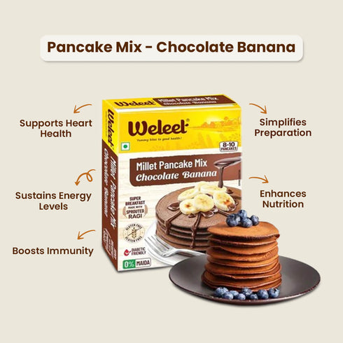 Weleet Millet Pancake Mix Mango Vanilla & Chocolate Banana