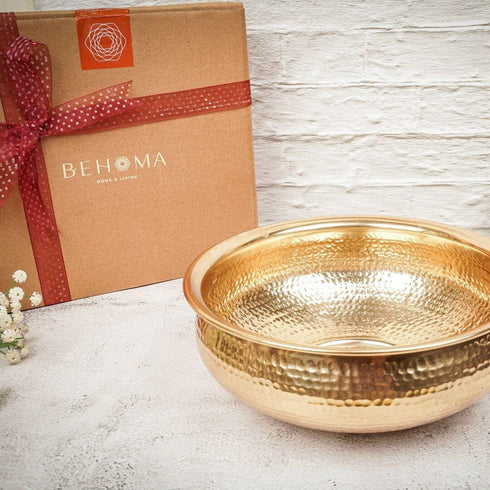 Classic Metal Hammered Urli, Gold