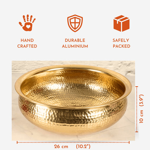 Classic Metal Hammered Urli, Gold
