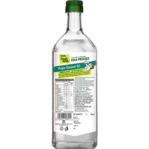 Tata Simply Better Virgin Coconut Oil 1L | 100% Pure | Unrefined & Cold-pressed | Hexane-Free
