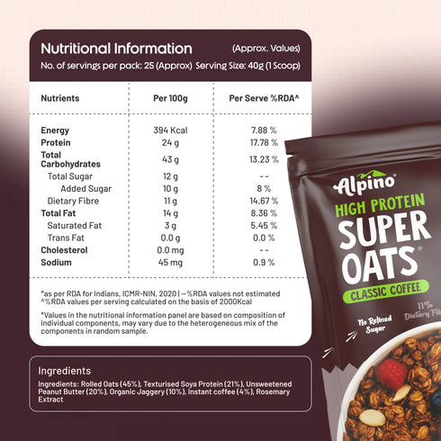 Alpino High Protein Super Rolled Oats Classic Coffee