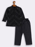 Vastramay SISHU Boy's Black Mirror Work Kurta Pyjama Set