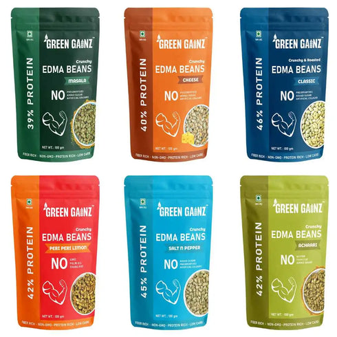 Green Gainz Edamame 6 Flavors Combo (Pack of 6)