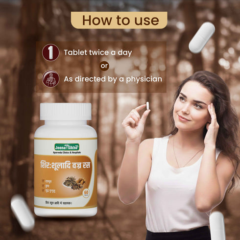 Jeena Sikho Shirsholadi Vajra Ras Ayurvedic Headache and Stress Support Tablets