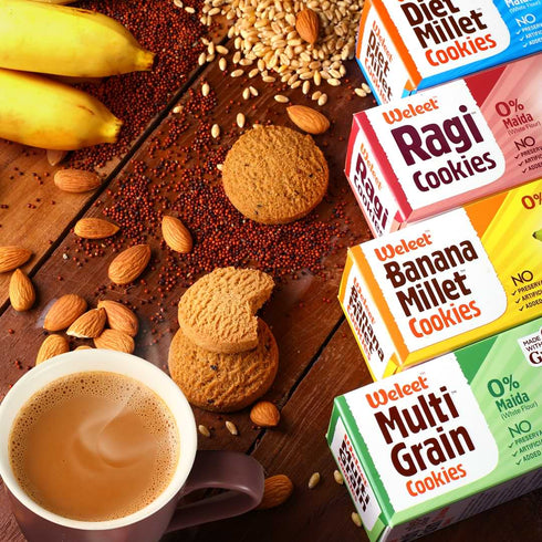 Weleet Assorted Cookies Diet Millet | Ragi | Multi-Grain & Banana Millet