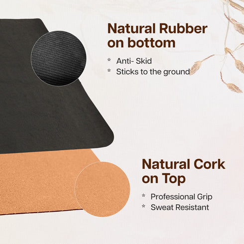 Wiselife Foldable Cork & Natural Rubber Yoga Mat - 2MM