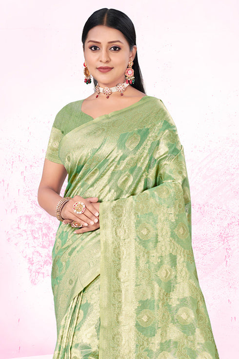 Deeva Sarees Mint Green Cotton Saree