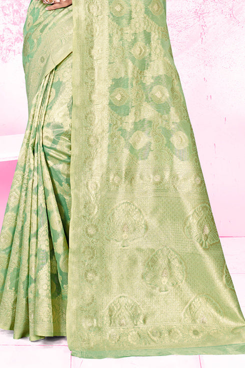 Deeva Sarees Mint Green Cotton Saree