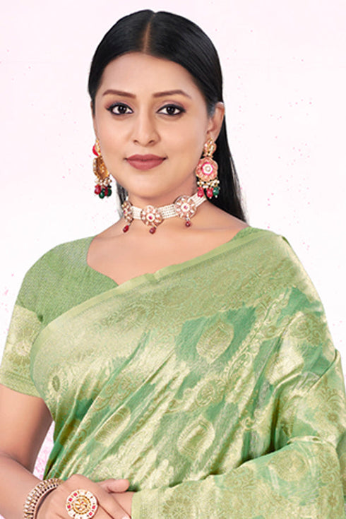 Deeva Sarees Mint Green Cotton Saree