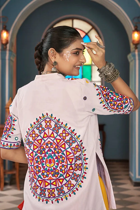 Shubhkala Women Special Designer White Jacket Chaniya Choli Collection for Navratri