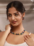 Silver Oxidised Nav Ratan Multicolored Minimal Tribal Necklace Jewellery Set