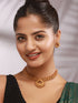 Gold plated Red Stone Studded Minimal Temple Choker jeellery Studds