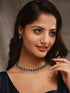 Silver Toned Rhodium Plated Emerald Green AD Studded Designer Jeellery Set